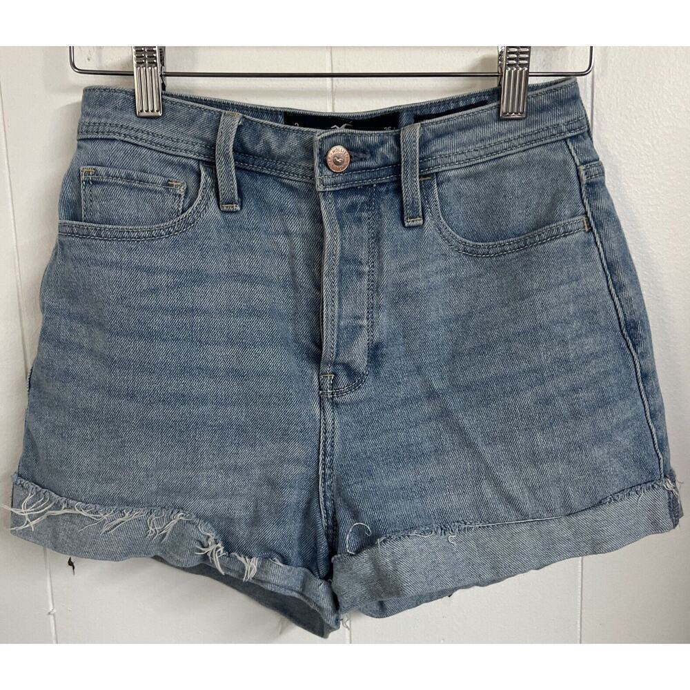 Hollister Jean Shorts Size 3 W26 Womens Ultra High Rise‎ Mom Short 3" Blue Denim